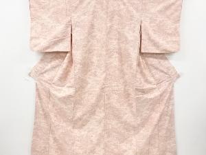 家屋に草花模様手織り紬着物